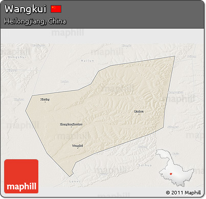Shaded Relief 3D Map of Wangkui, lighten