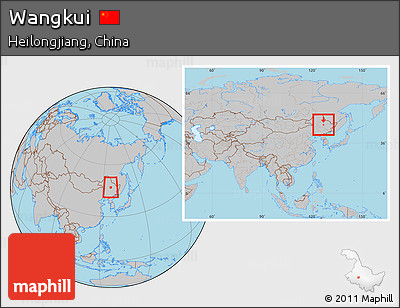 Gray Location Map of Wangkui, within the entire country