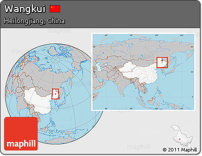 Gray Location Map of Wangkui, highlighted country, within the entire country