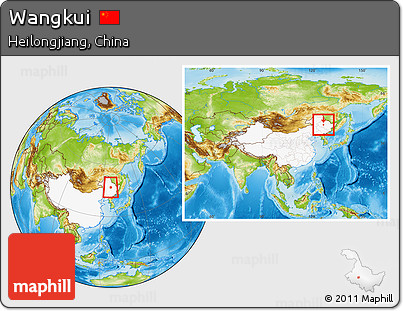 Physical Location Map of Wangkui, highlighted country, within the entire country