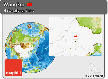 Physical Location Map of Wangkui, highlighted country