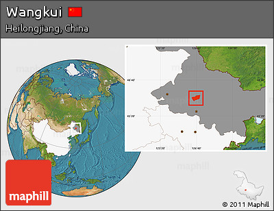 Satellite Location Map of Wangkui, highlighted country, highlighted parent region