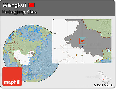 Savanna Style Location Map of Wangkui, highlighted country, highlighted parent region, hill shading