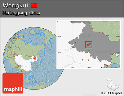 Savanna Style Location Map of Wangkui, highlighted country, highlighted parent region, hill shading