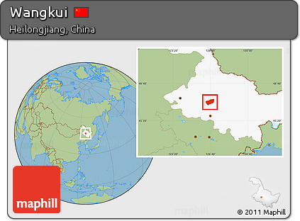 Savanna Style Location Map of Wangkui, highlighted parent region