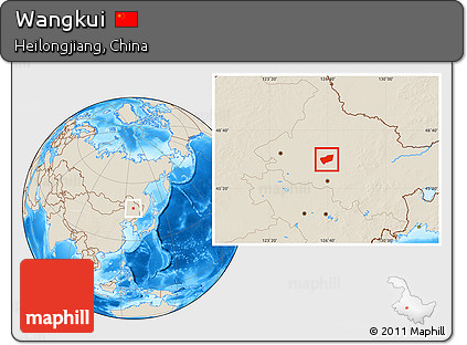 Shaded Relief Location Map of Wangkui