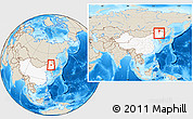Shaded Relief Location Map of Wangkui, highlighted country, within the entire country