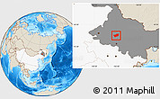 Shaded Relief Location Map of Wangkui, highlighted country, highlighted parent region