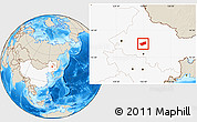 Shaded Relief Location Map of Wangkui, highlighted country