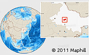 Shaded Relief Location Map of Wangkui, highlighted parent region