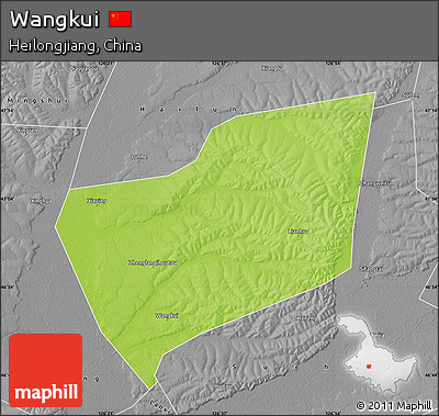 Physical Map of Wangkui, desaturated
