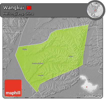 Physical Map of Wangkui, desaturated