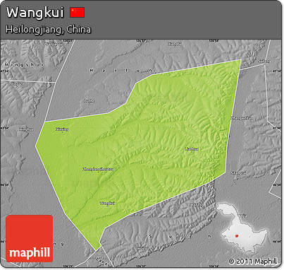 Physical Map of Wangkui, desaturated