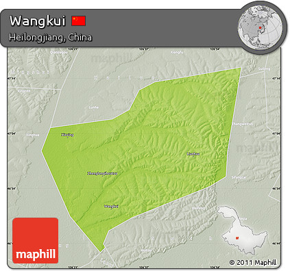 Physical Map of Wangkui, lighten, semi-desaturated