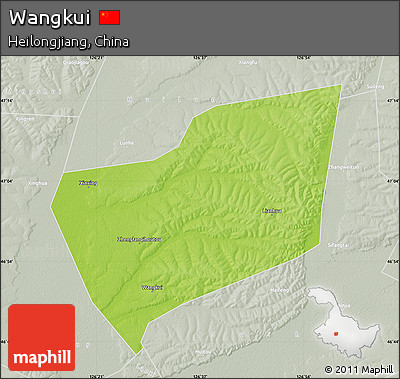 Physical Map of Wangkui, lighten, semi-desaturated