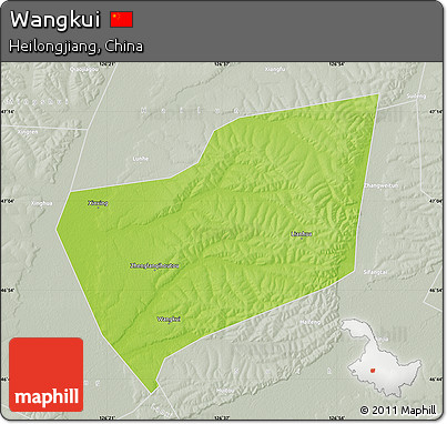 Physical Map of Wangkui, lighten, semi-desaturated