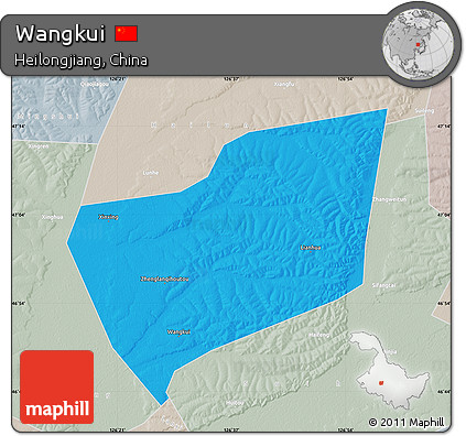 Political Map of Wangkui, lighten, semi-desaturated