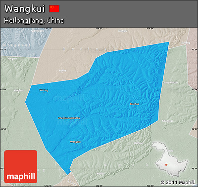 Political Map of Wangkui, lighten, semi-desaturated