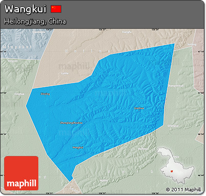 Political Map of Wangkui, lighten, semi-desaturated