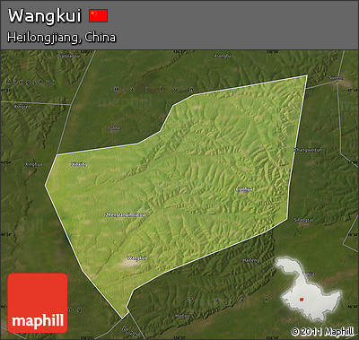 Satellite Map of Wangkui, darken