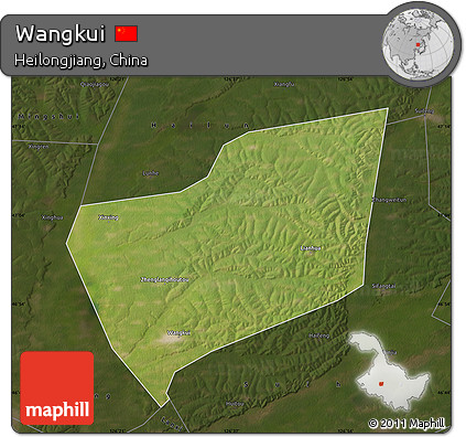 Satellite Map of Wangkui, darken