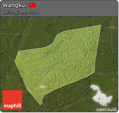 Satellite Map of Wangkui, darken