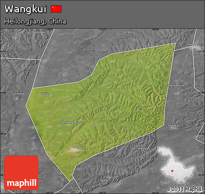 Satellite Map of Wangkui, desaturated