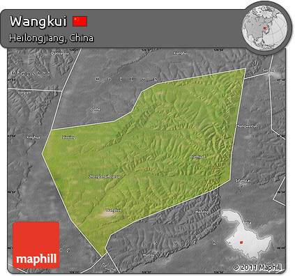 Satellite Map of Wangkui, desaturated
