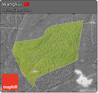 Satellite Map of Wangkui, desaturated