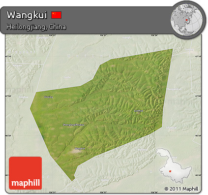 Satellite Map of Wangkui, lighten