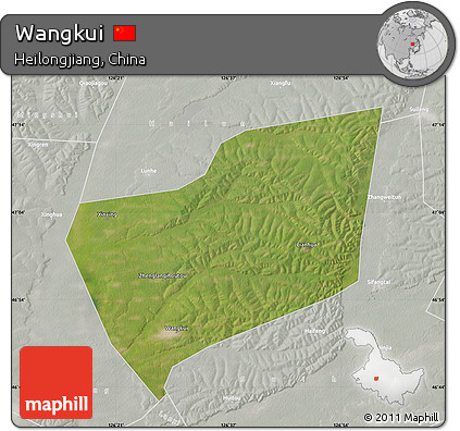 Satellite Map of Wangkui, lighten, semi-desaturated