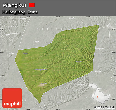 Satellite Map of Wangkui, lighten, semi-desaturated