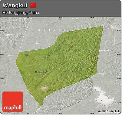 Satellite Map of Wangkui, lighten, semi-desaturated