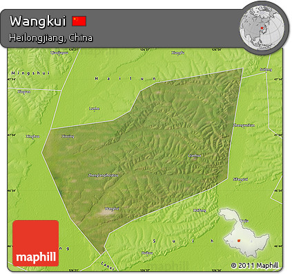 Satellite Map of Wangkui, physical outside
