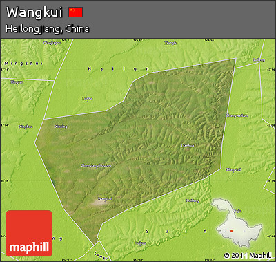 Satellite Map of Wangkui, physical outside