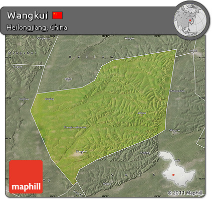 Satellite Map of Wangkui, semi-desaturated