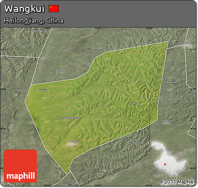 Satellite Map of Wangkui, semi-desaturated