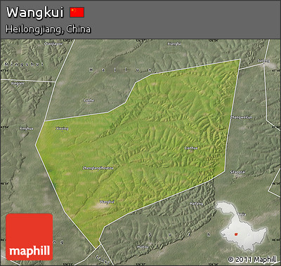 Satellite Map of Wangkui, semi-desaturated