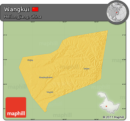 Savanna Style Map of Wangkui, single color outside