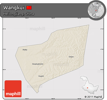 Shaded Relief Map of Wangkui, cropped outside