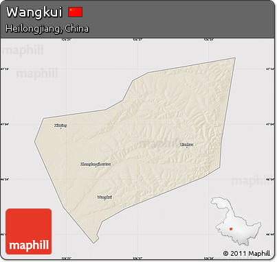 Shaded Relief Map of Wangkui, cropped outside