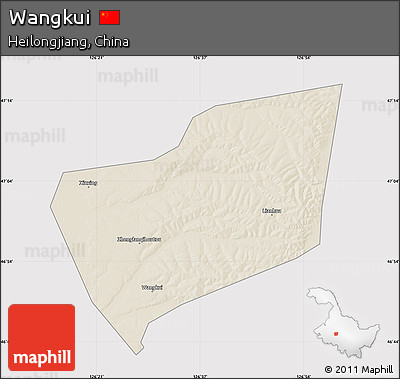 Shaded Relief Map of Wangkui, cropped outside