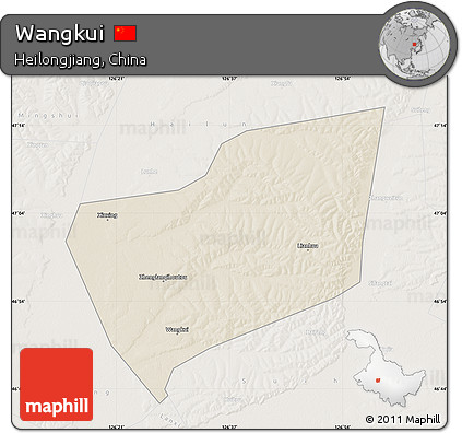 Shaded Relief Map of Wangkui, lighten