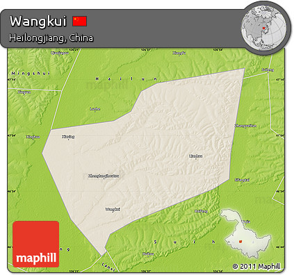 Shaded Relief Map of Wangkui, physical outside