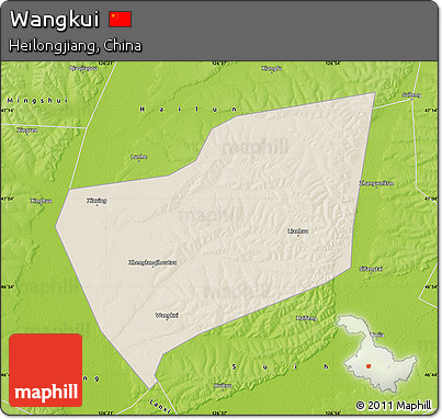Shaded Relief Map of Wangkui, physical outside