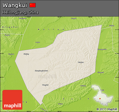 Shaded Relief Map of Wangkui, physical outside