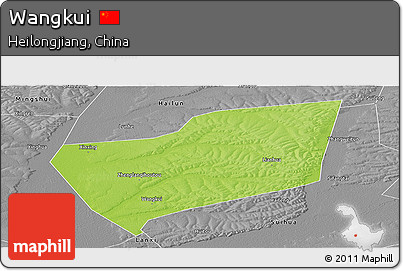 Physical Panoramic Map of Wangkui, desaturated