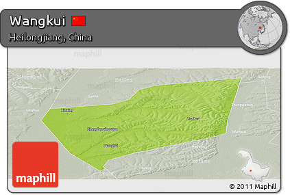 Physical Panoramic Map of Wangkui, lighten, semi-desaturated