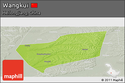 Physical Panoramic Map of Wangkui, lighten, semi-desaturated
