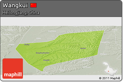 Physical Panoramic Map of Wangkui, lighten, semi-desaturated